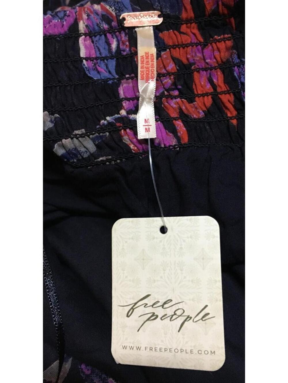 NWT Free People Black Floral Mai Tai Bubble-Hem Convertible Mini-Dress Size M - Picture 9 of 9